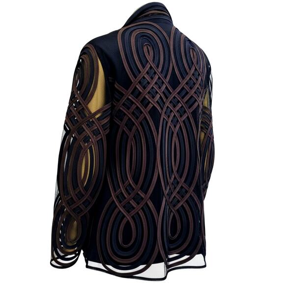 Chico’s Travelers Geometric Mesh Sheer Hook & Eye Jacket Size 1 (US 8/10) - Picture 2 of 9